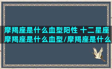 摩羯座是什么血型阳性 十二星座摩羯座是什么血型/摩羯座是什么血型阳性 十二星座摩羯座是什么血型-我的网站